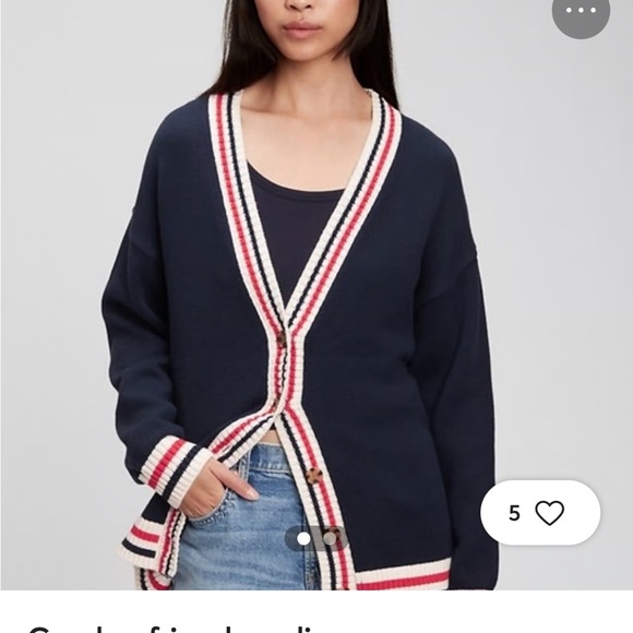 Gap Boyfriends Cardigan Navy Blue Striped Women's Sweater - Picture 1 of 4